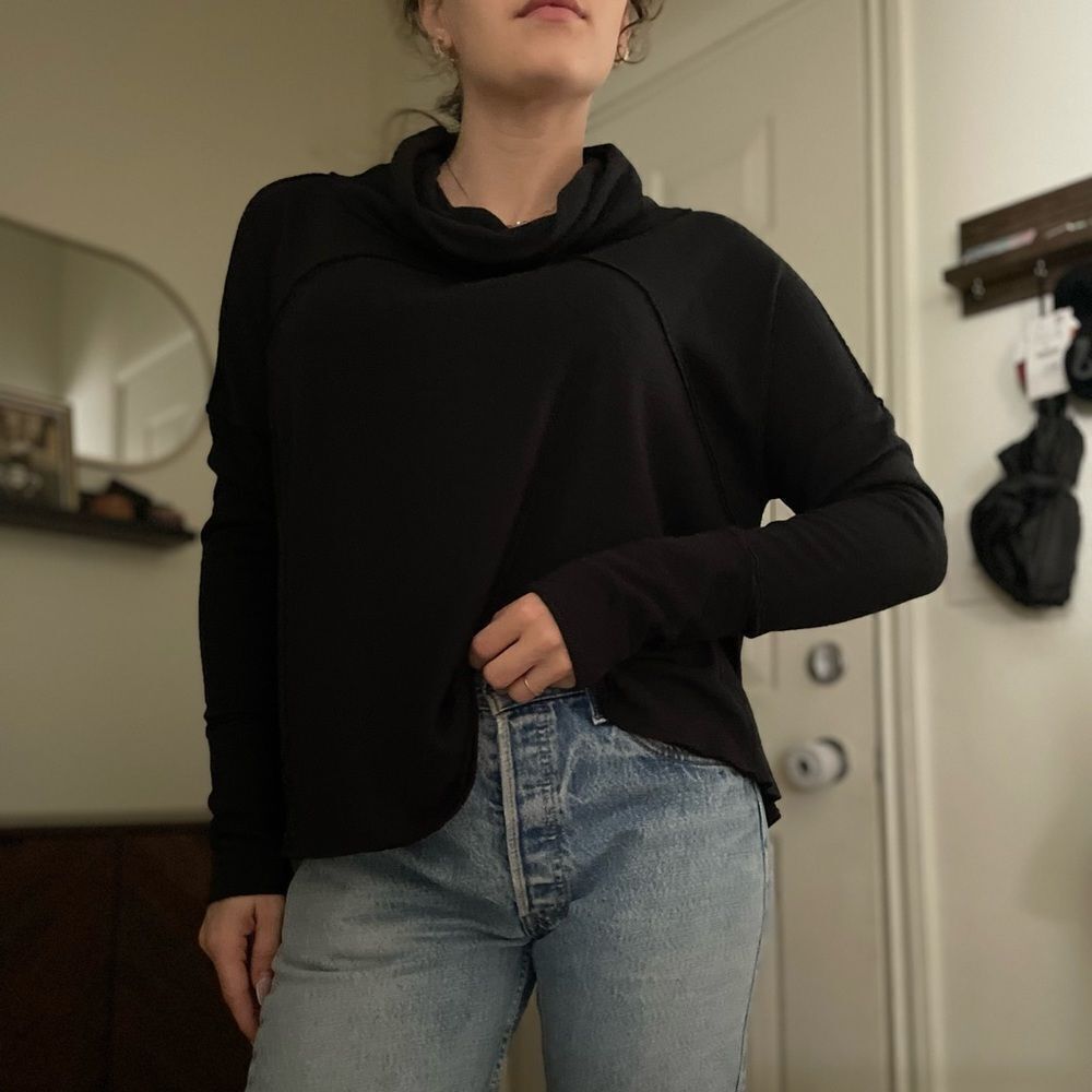 Free people black cowl neck sweater size small